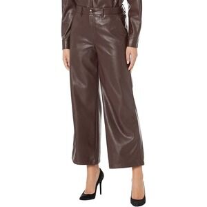 Kut from the Kloth Brown Faux Leather Wide Leg Cropped Pants Womens Size 10